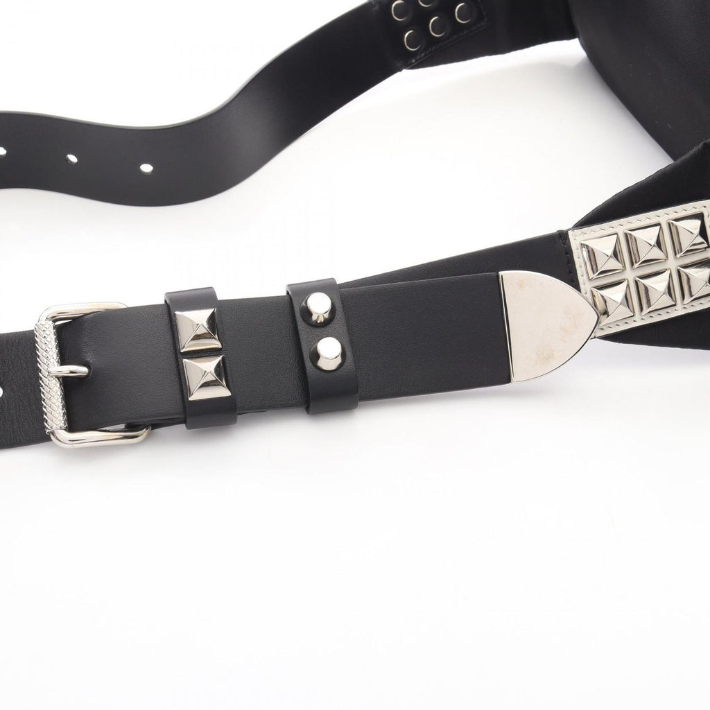Prada Waist Bag Triangle Logo Studs Black Nylon Leather — view 5