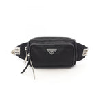 Prada Waist Bag Triangle Logo Studs Black Nylon Leather