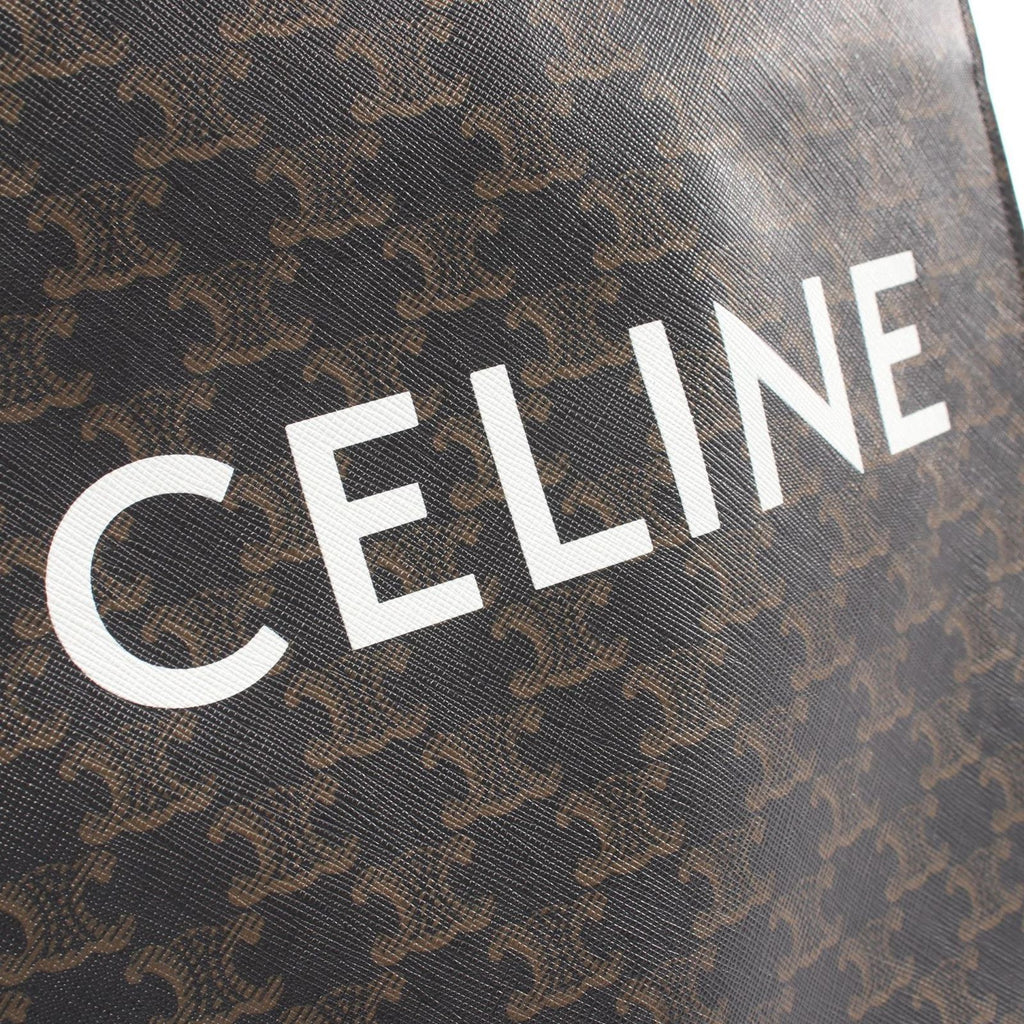 Celine Tote Small Vertical Cover Triomphe 2-Way Black Brown Canvas Leather — view 4