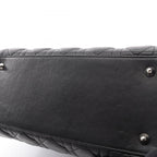 Dior Handbag Lady Dior 2-Way Black Leather Cannage Tote Midi — view 7