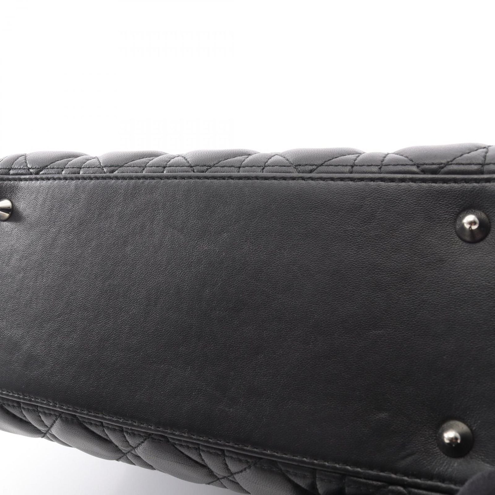 Dior Handbag Lady Dior 2-Way Black Leather Cannage Tote Midi — view 7