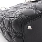 Dior Handbag Lady Dior 2-Way Black Leather Cannage Tote Midi — view 8