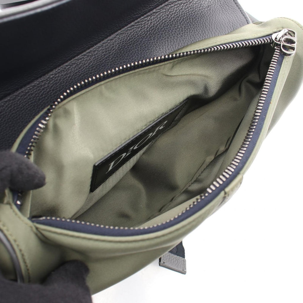 Dior Waist Bag Sacai Saddle Khaki Navy Nylon Leather — view 3