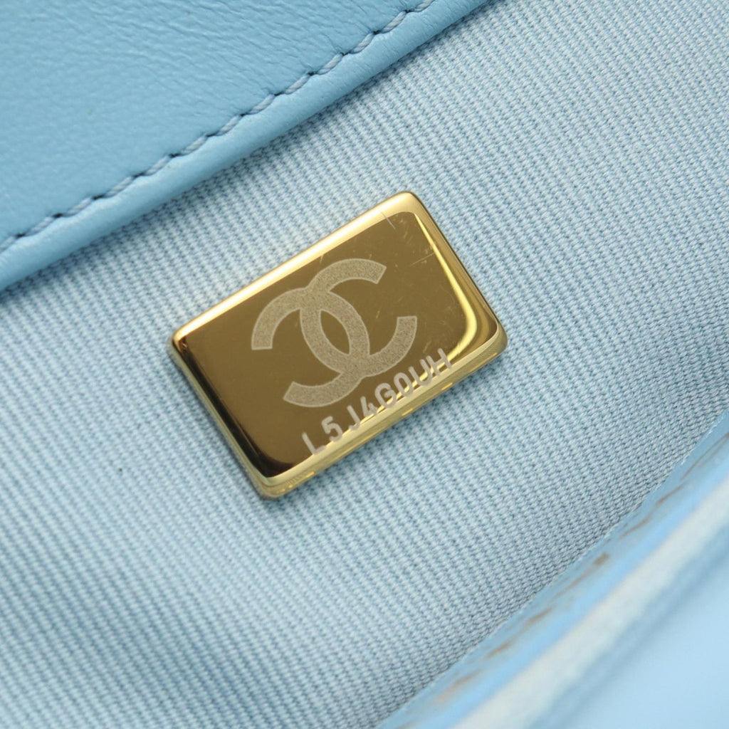 Chanel Shoulder Bag Quilted Light Blue Lambskin Small Flap Chain — view 5