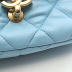 Chanel Shoulder Bag Quilted Light Blue Lambskin Small Flap Chain — view 6