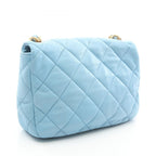 Chanel Shoulder Bag Quilted Light Blue Lambskin Small Flap Chain — view 2