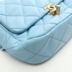 Chanel Shoulder Bag Quilted Light Blue Lambskin Small Flap Chain — view 7