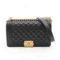 Chanel Shoulder Bag Boy Black Calf Boy Chain