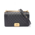 Chanel Shoulder Bag Boy Black Calf Boy Chain