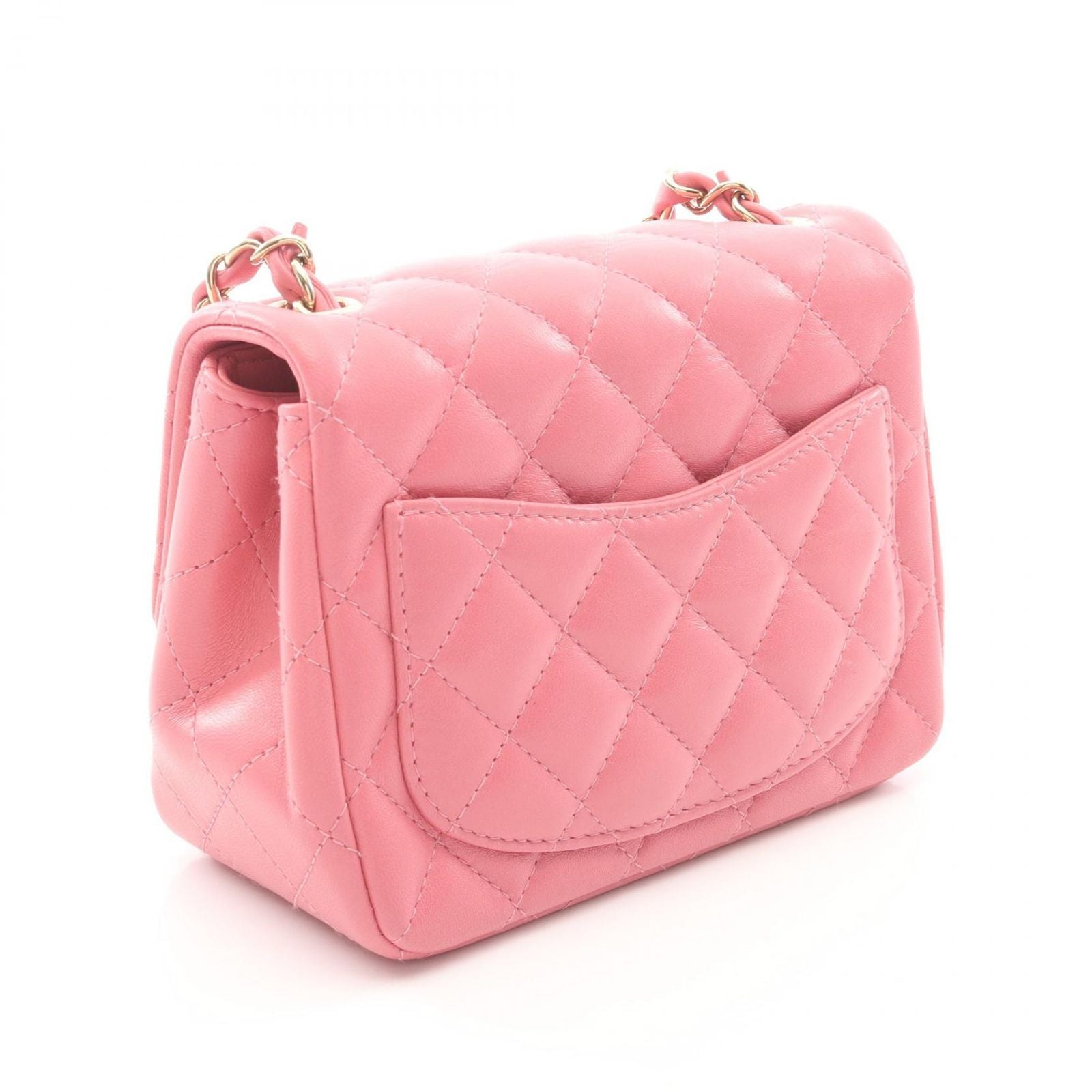 Chanel Shoulder Bag Mini Quilted Pink Lambskin Chain — view 2