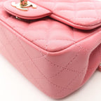 Chanel Shoulder Bag Mini Quilted Pink Lambskin Chain — view 9