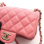 Chanel Shoulder Bag Mini Quilted Pink Lambskin Chain — view 8