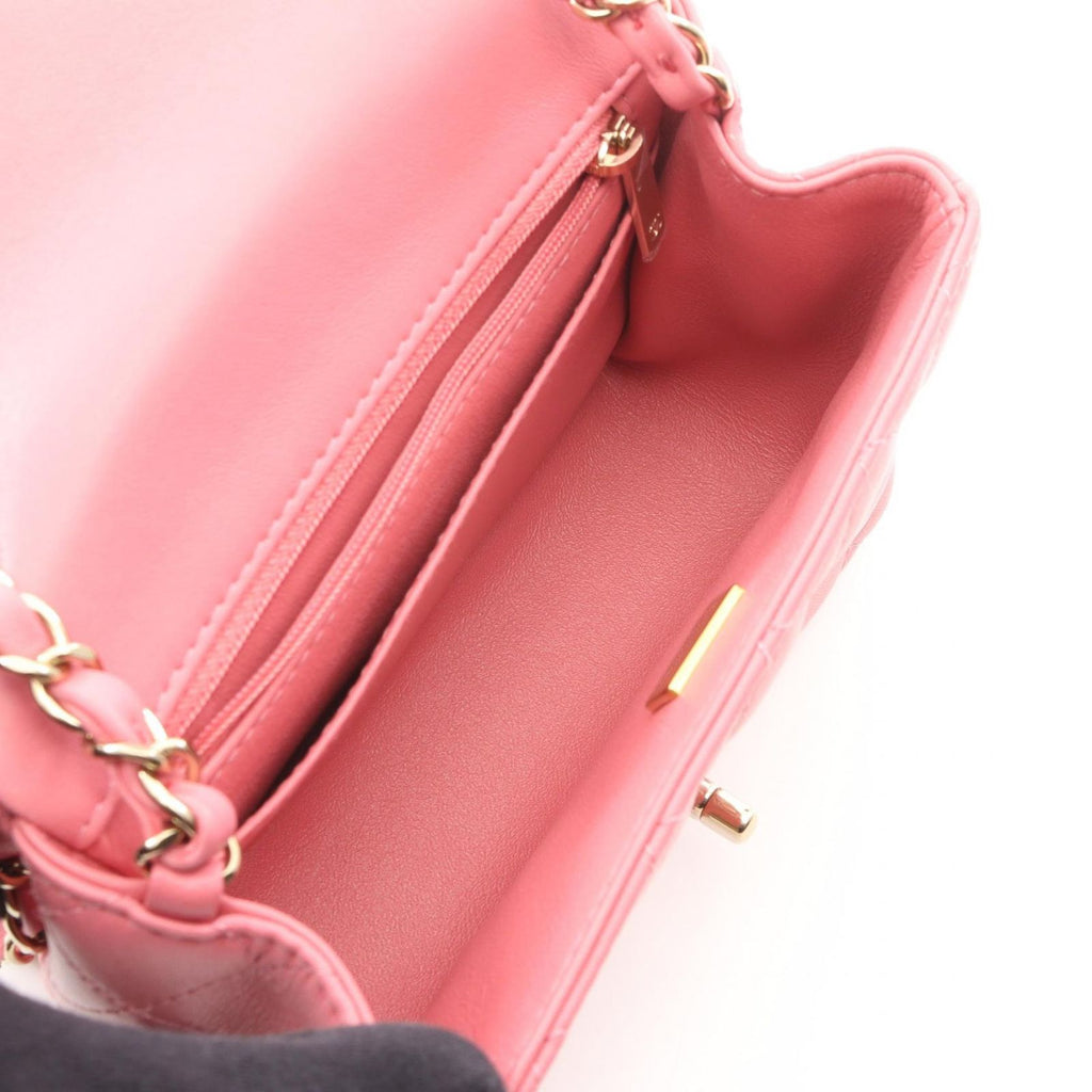 Chanel Shoulder Bag Mini Quilted Pink Lambskin Chain — view 3