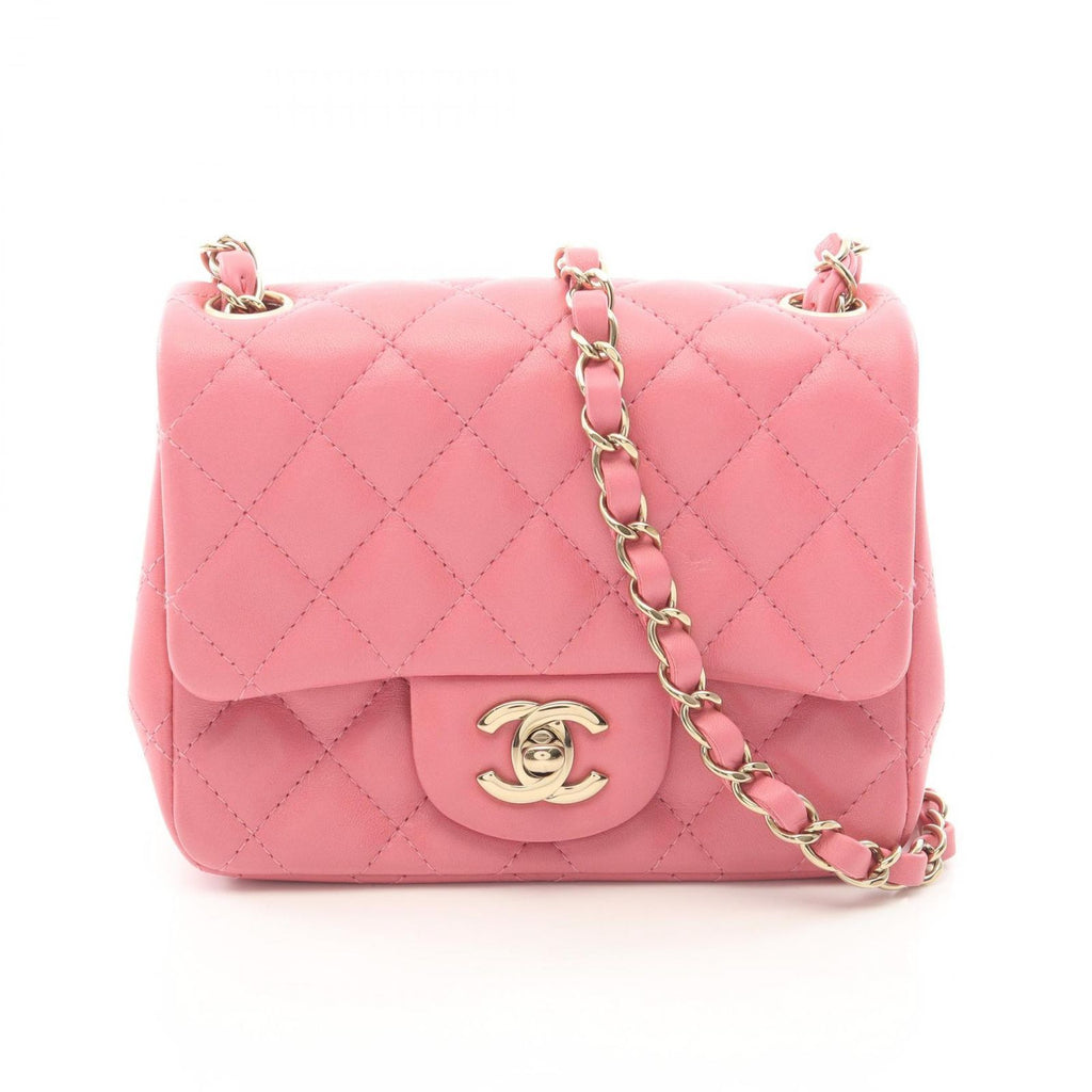Chanel Shoulder Bag Mini Quilted Pink Lambskin Chain