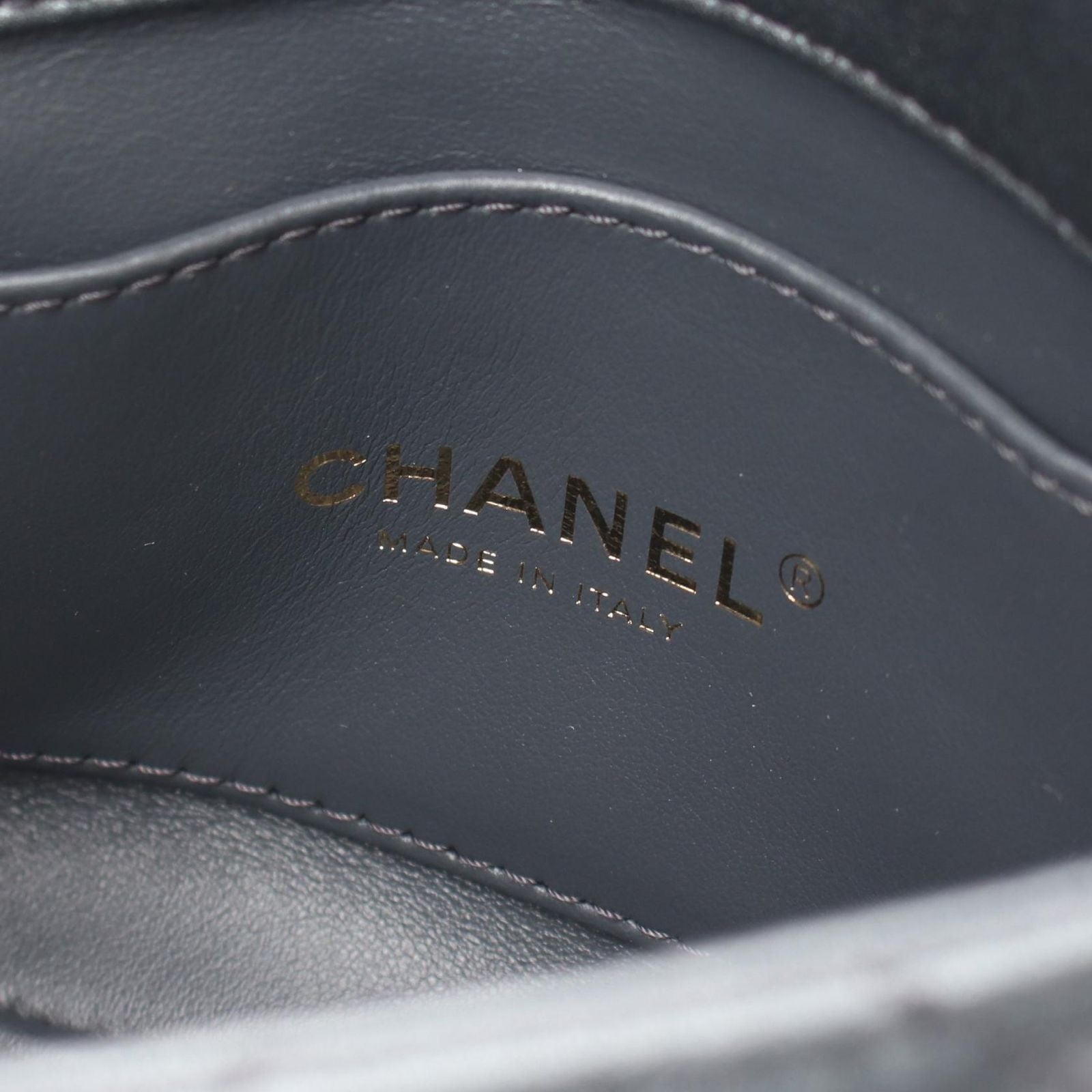 Chanel Shoulder Bag Mini Quilted Metallic Gray Lambskin Chain — view 4