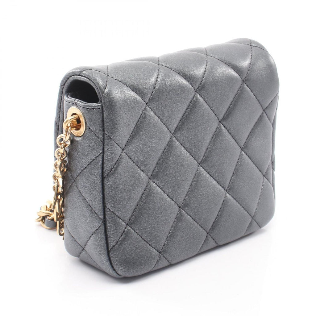 Chanel Shoulder Bag Mini Quilted Metallic Gray Lambskin Chain — view 2