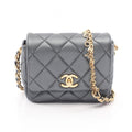 Chanel Shoulder Bag Mini Quilted Metallic Gray Lambskin Chain