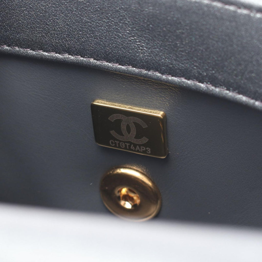 Chanel Shoulder Bag Mini Quilted Metallic Gray Lambskin Chain — view 5