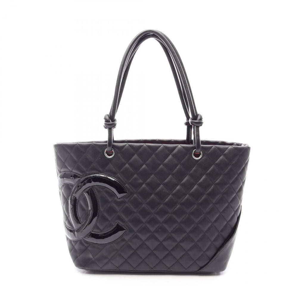 Chanel Tote Cambon Line Large Black Leather Enamel