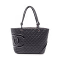 Chanel Tote Cambon Line Large Black Leather Enamel
