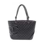 Chanel Tote Cambon Line Large Black Leather Enamel