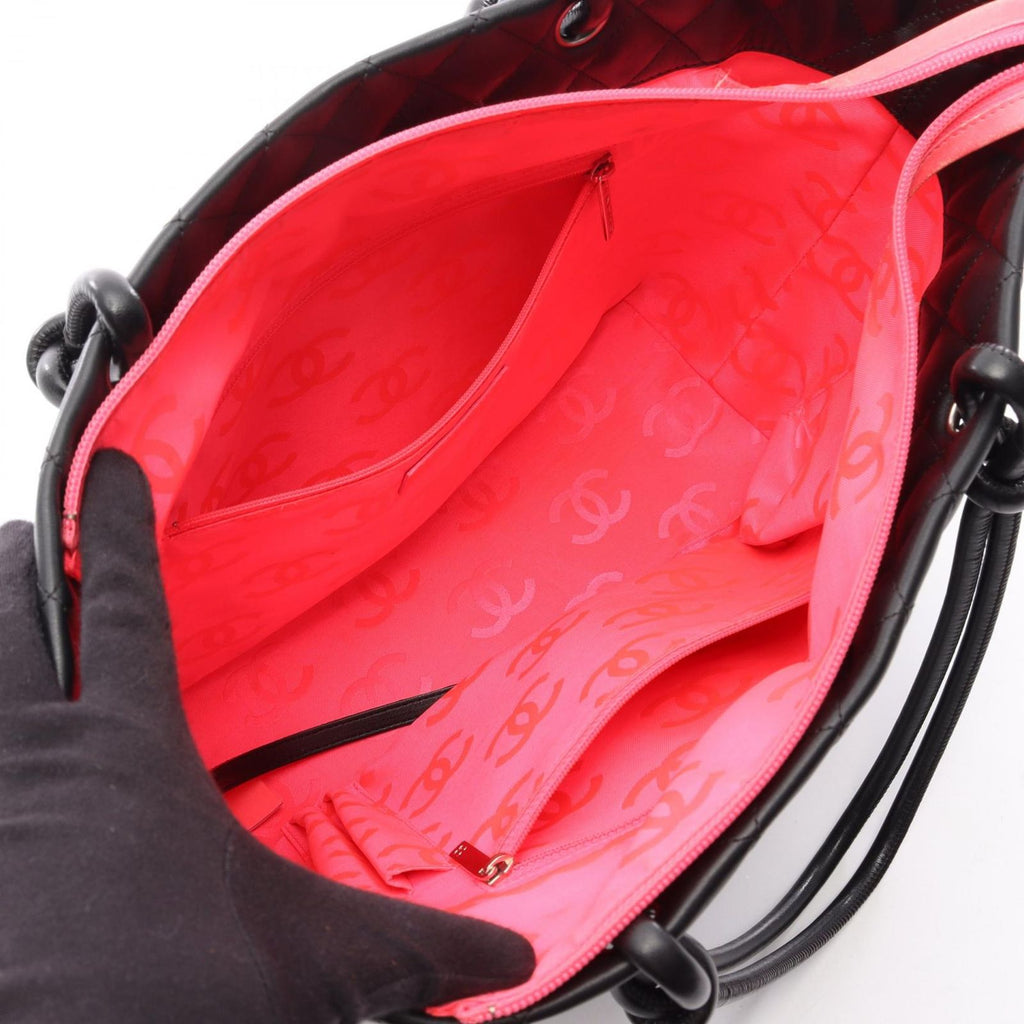 Chanel Tote Cambon Line Large Black Leather Enamel — view 3