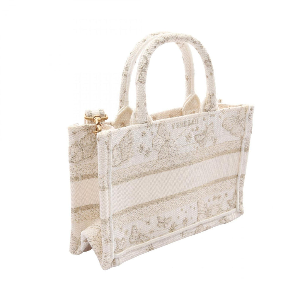 Dior Tote Book Mini Butterfly 2-Way White Canvas — view 2