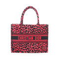 Dior Tote Book Leopard Print Pink Red Canvas