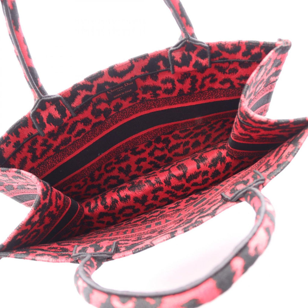 Dior Tote Book Leopard Print Pink Red Canvas — view 3