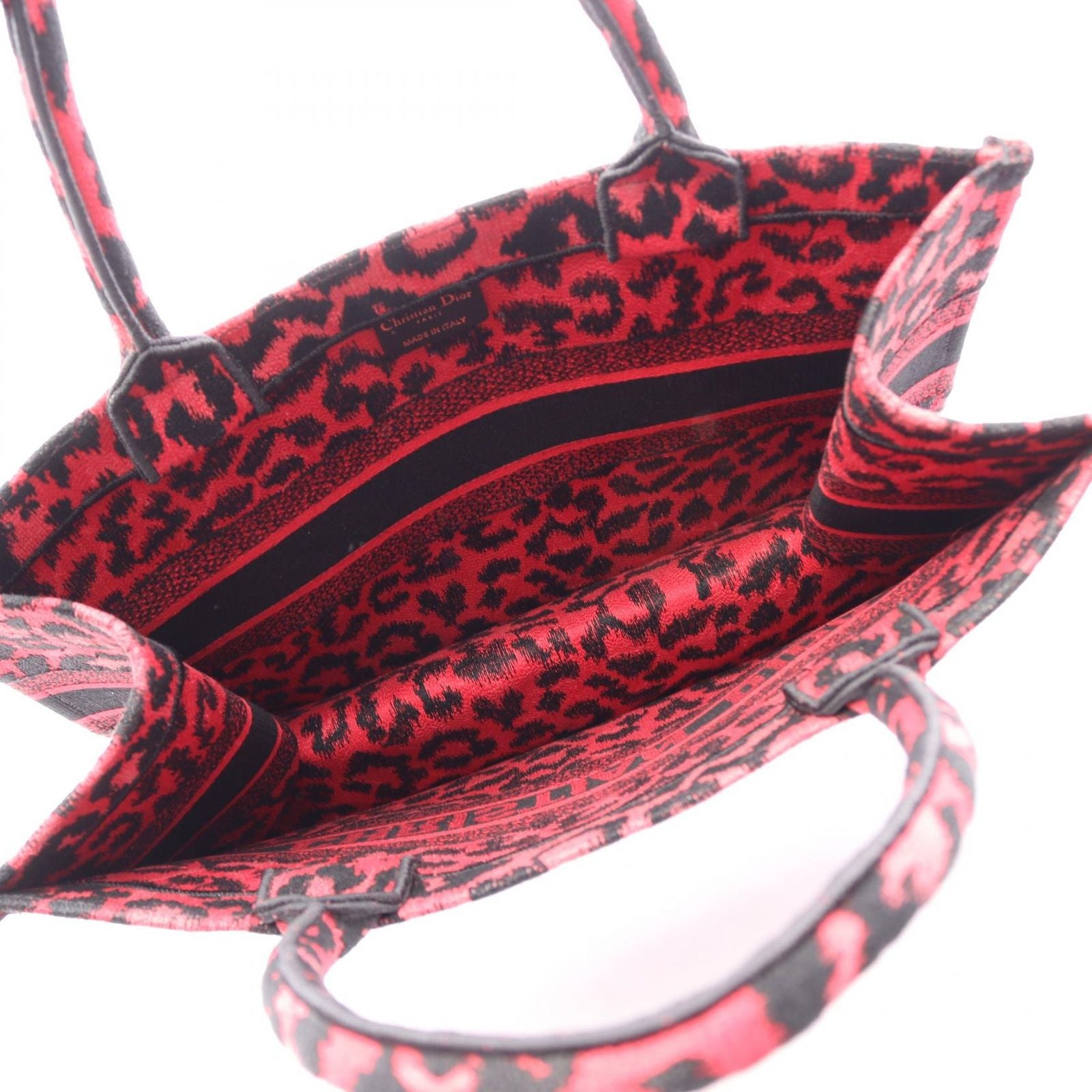 Dior Tote Book Leopard Print Pink Red Canvas — view 3