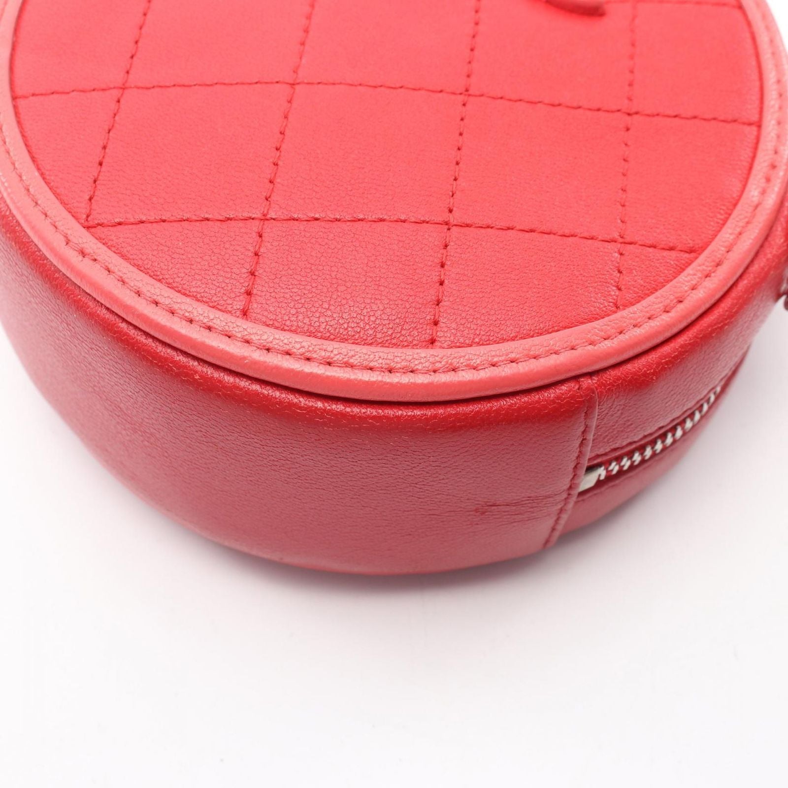 Chanel Shoulder Bag Quilted Round Red Lambskin Mini Chain — view 6