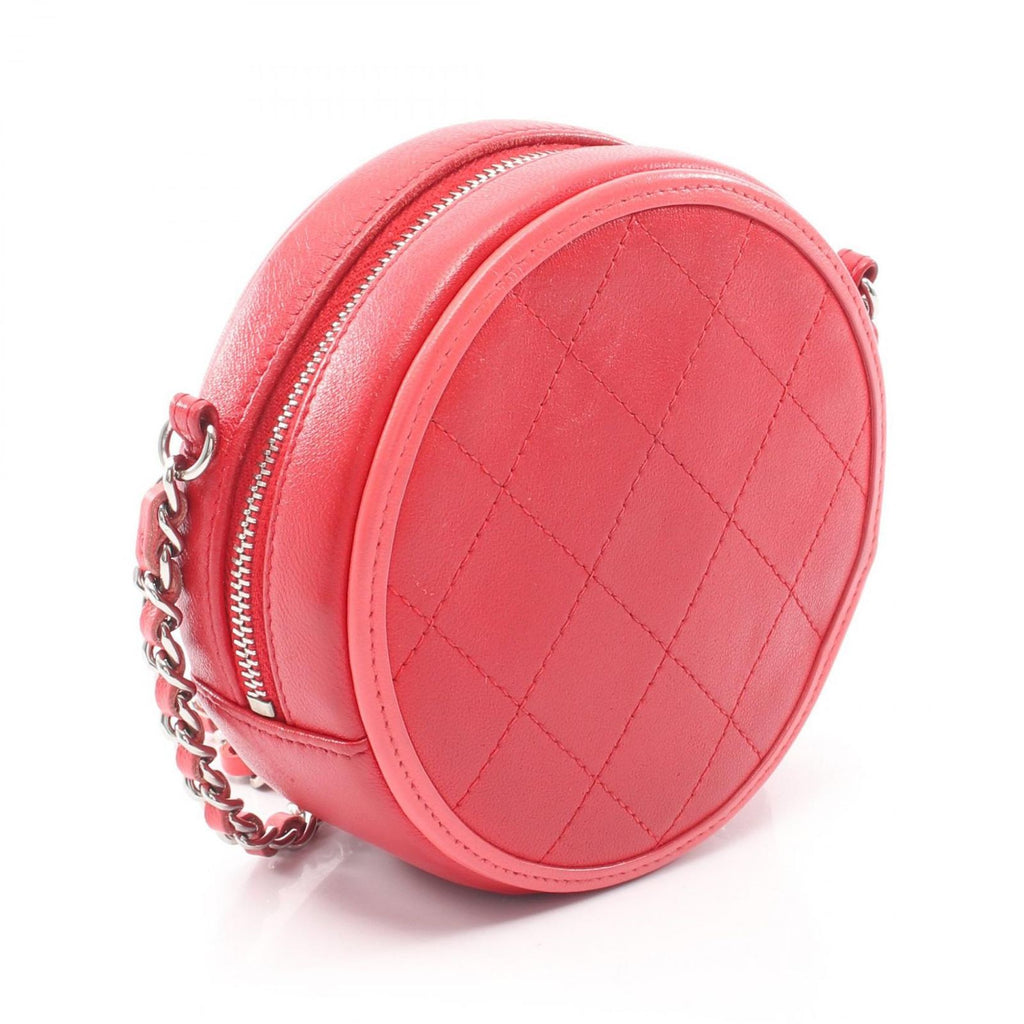 Chanel Shoulder Bag Quilted Round Red Lambskin Mini Chain — view 2