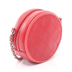 Chanel Shoulder Bag Quilted Round Red Lambskin Mini Chain — view 2