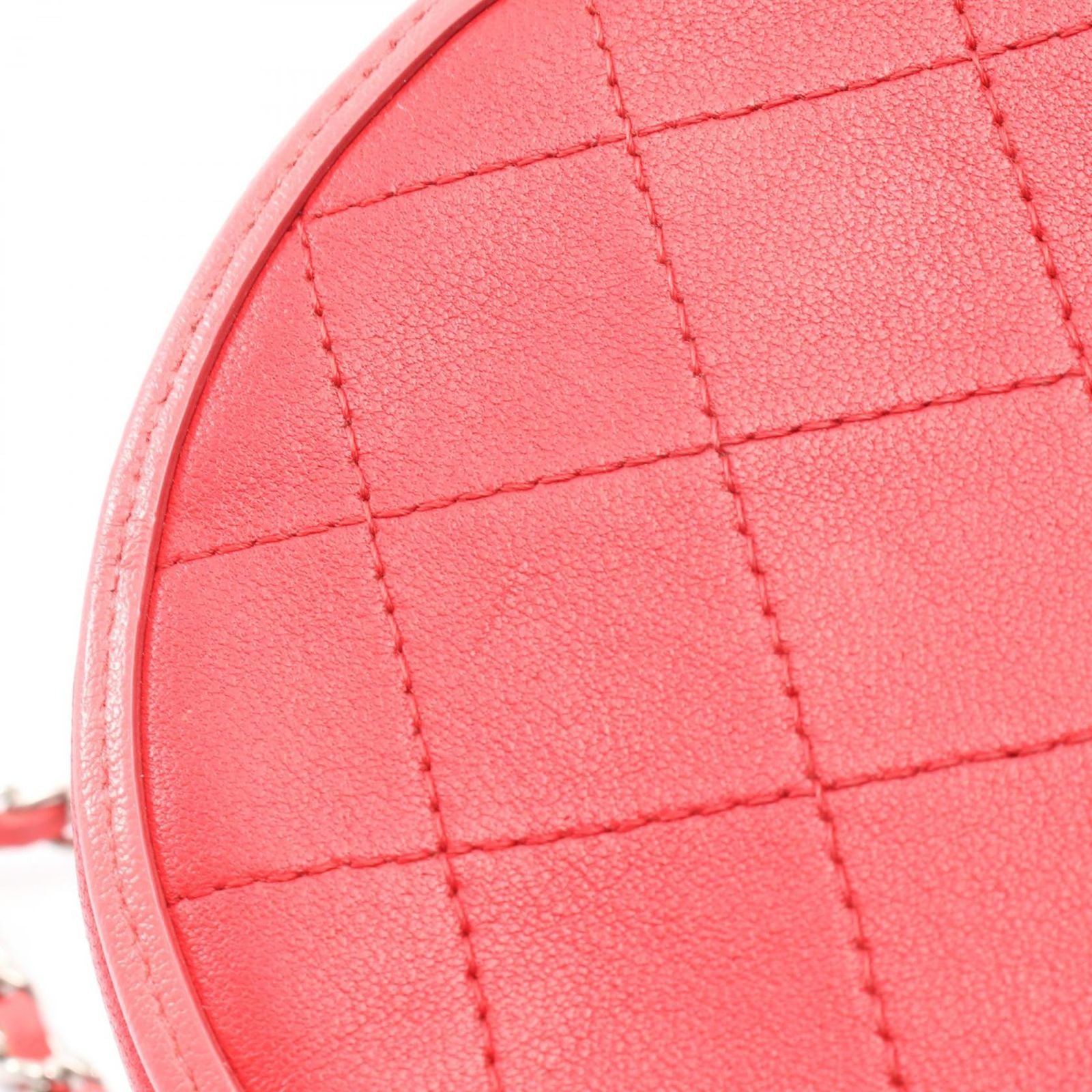 Chanel Shoulder Bag Quilted Round Red Lambskin Mini Chain — view 8