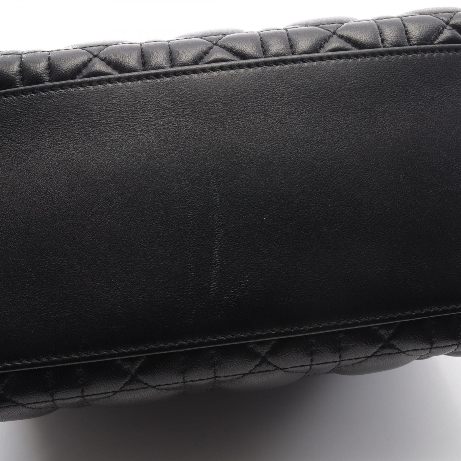 Dior Handbag Lady Dior Cannage Faux Pearl 2-Way Black Leather Tote — view 7