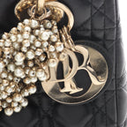 Dior Handbag Lady Dior Cannage Faux Pearl 2-Way Black Leather Tote — view 6