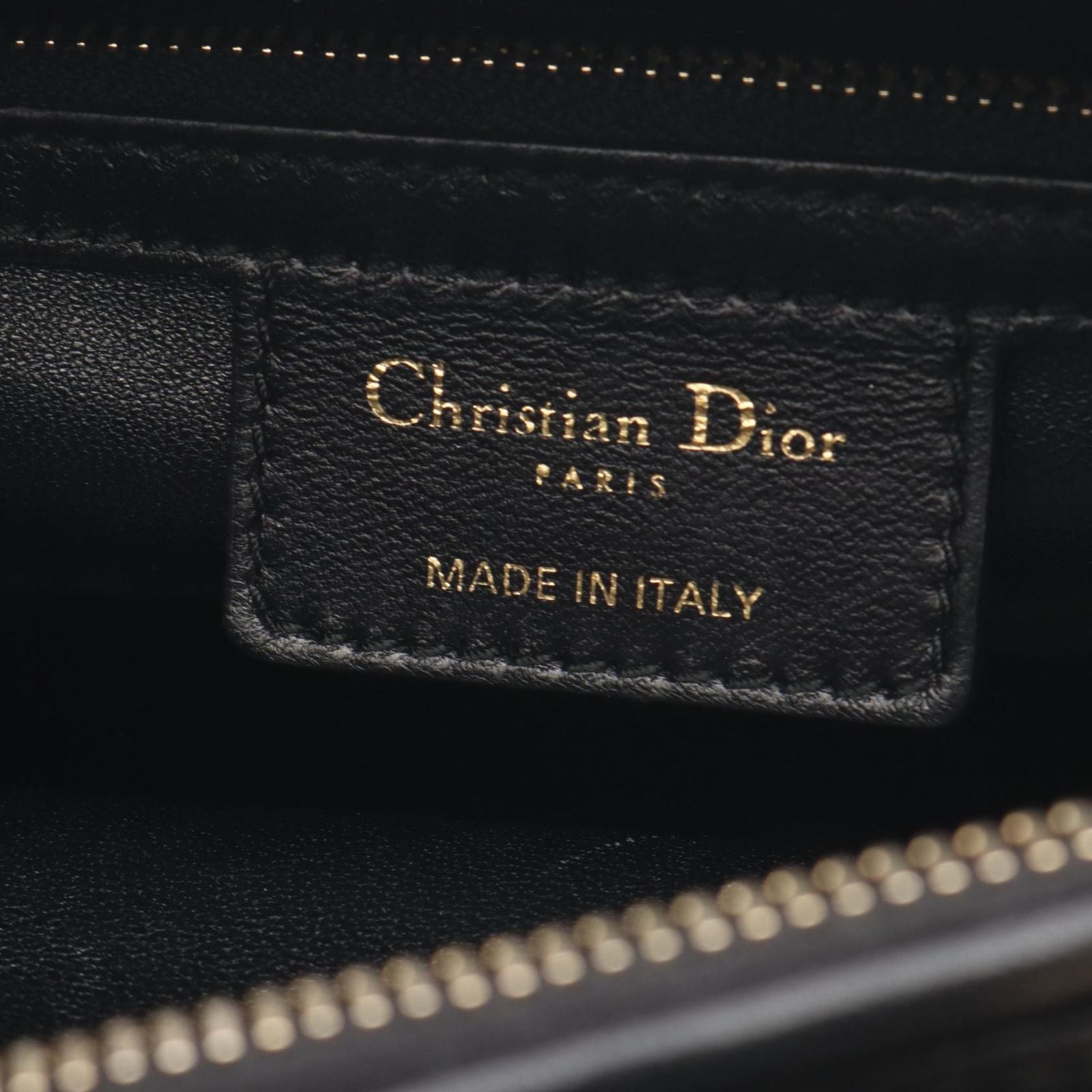 Dior Handbag Lady Dior Cannage Faux Pearl 2-Way Black Leather Tote — view 4