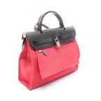 Hermes Handbag Herbag Zip PM 2-Way Rose Black Canvas Leather — view 2
