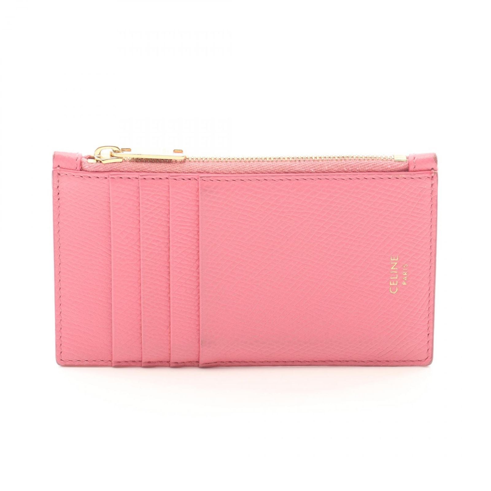 Celine Card Case Compact Zipped Holder Pink Leather Coin