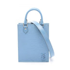 Louis Vuitton Handbag Sac Plat 2-Way Blue Leather Petite