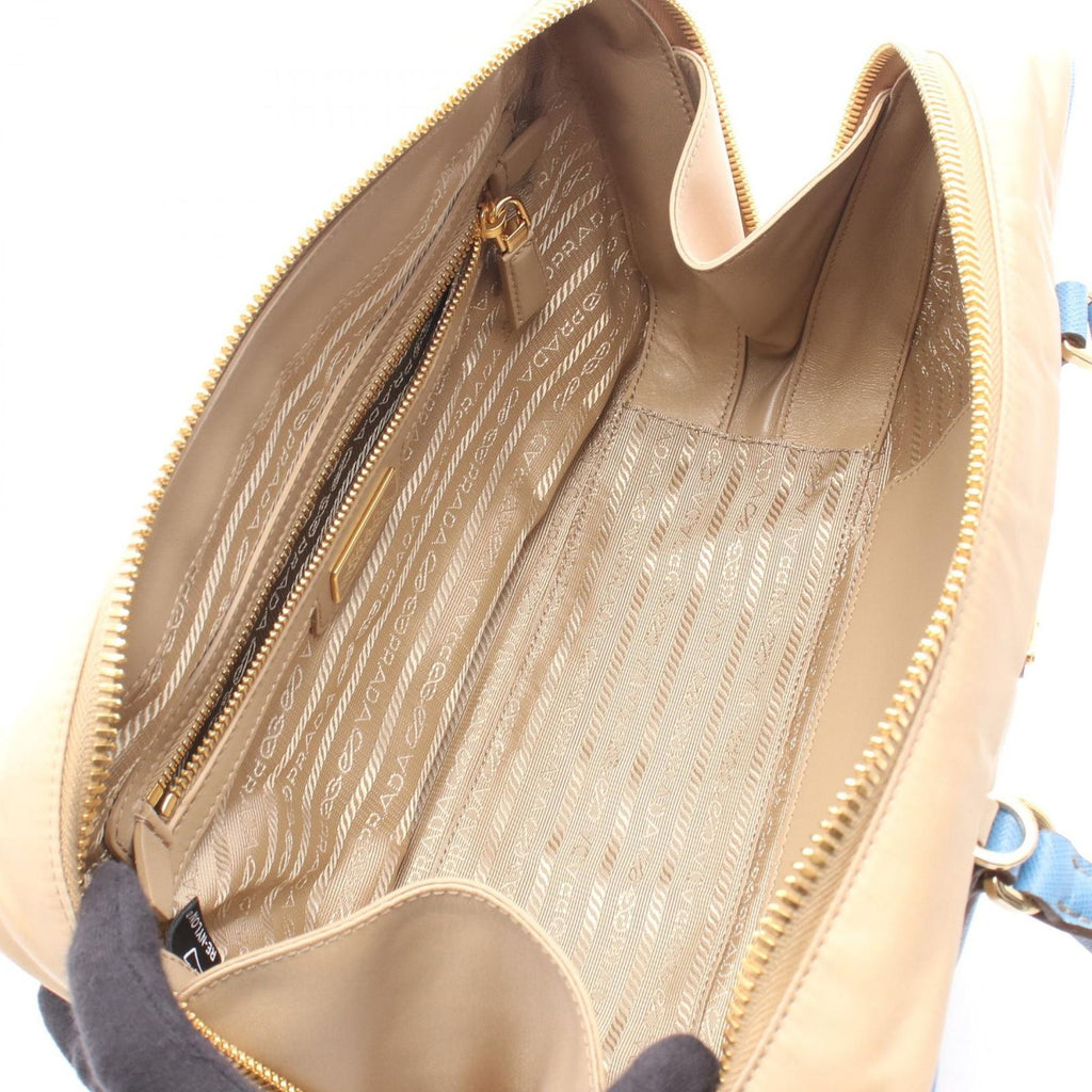 Prada Handbag Re Edition 2-Way Beige Blue Nylon Saffiano Leather — view 3