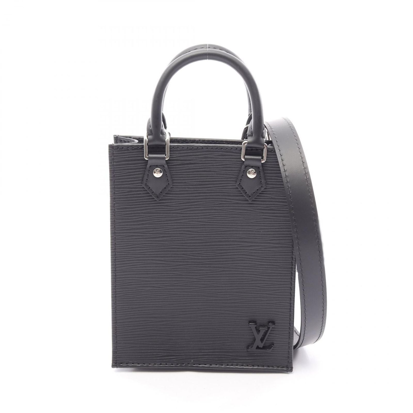 Louis Vuitton Handbag Petite Sac Plat 2-Way Noir Leather