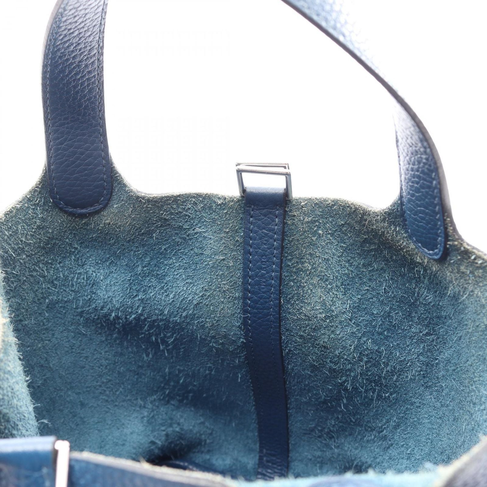 Hermes Handbag Picotin Lock PM Blue Leather Wool — view 6