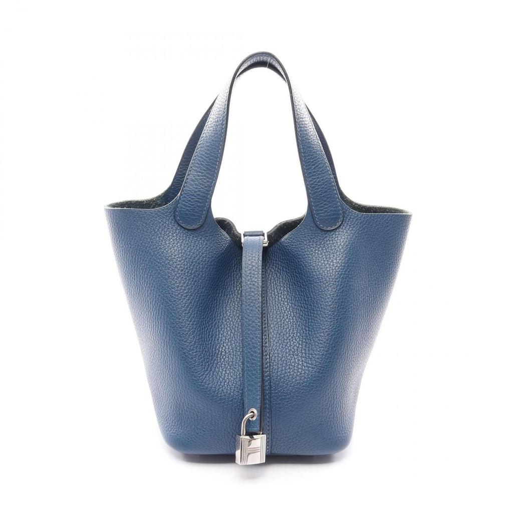 Hermes Handbag Picotin Lock PM Blue Leather Wool