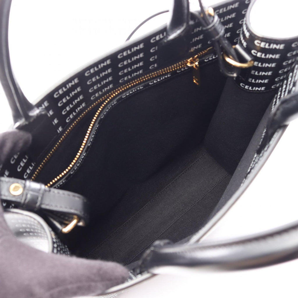 Celine Tote Small Vertical Cover Triomphe 2-Way Black Canvas Leather — view 3