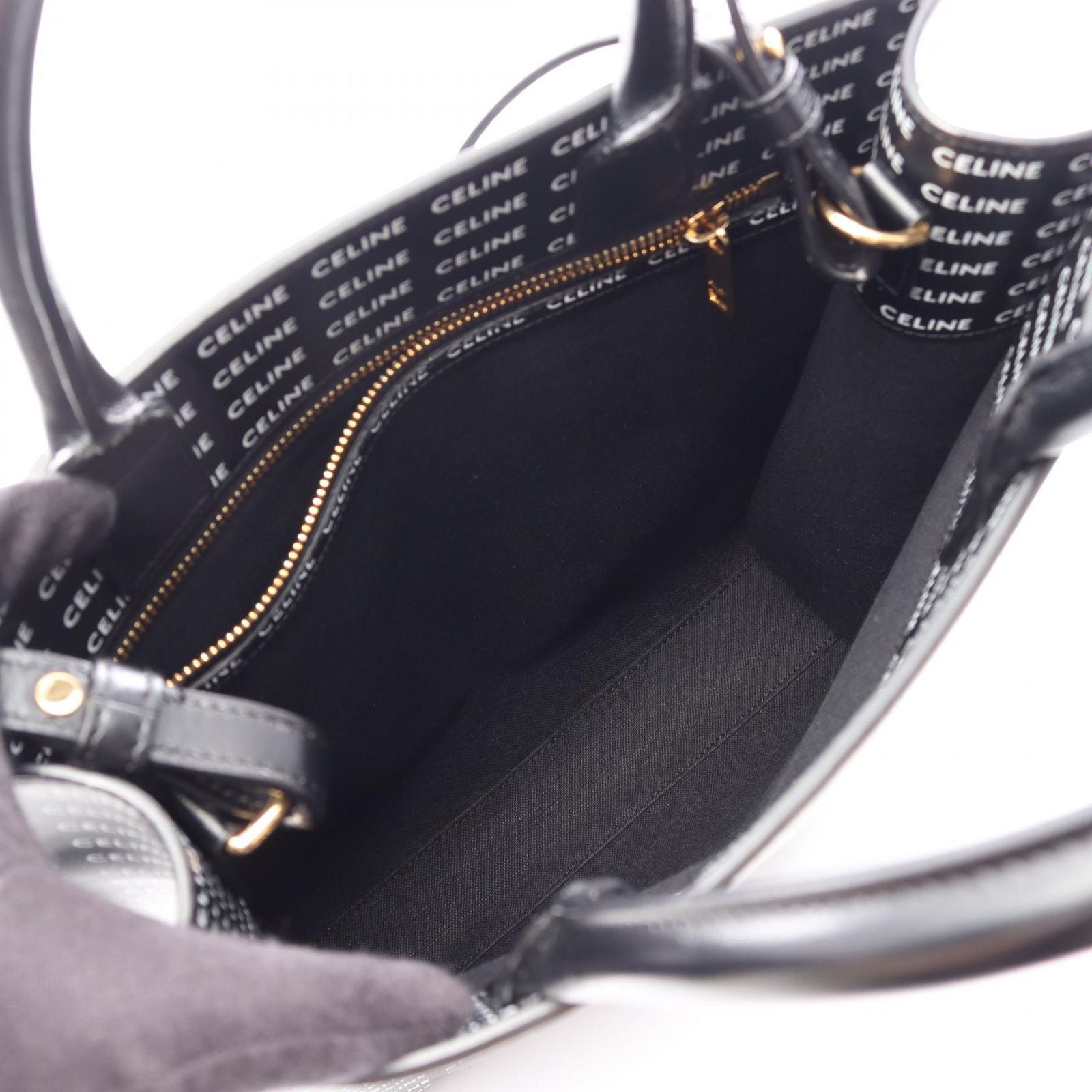 Celine Tote Small Vertical Cover Triomphe 2-Way Black Canvas Leather — view 3