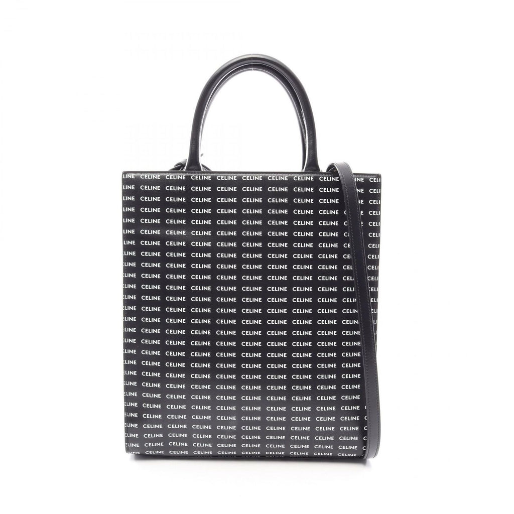 Celine Tote Small Vertical Cover Triomphe 2-Way Black Canvas Leather