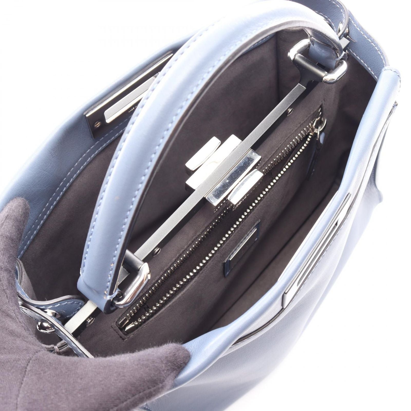 Fendi Handbag Peekaboo Regular 2-Way Blue Leather — view 3