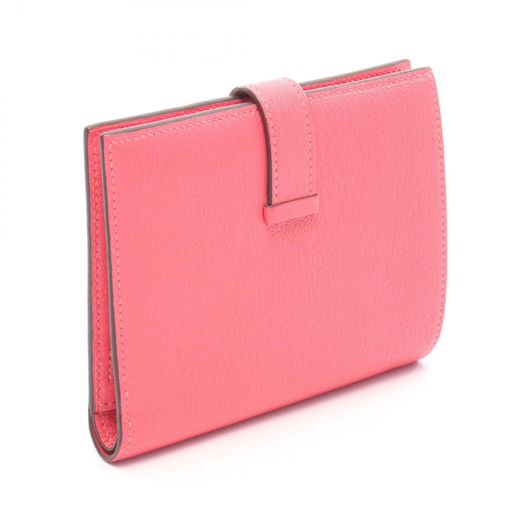 Hermes Bifold Wallet Bearn Compact Rose Azalea Leather — view 2