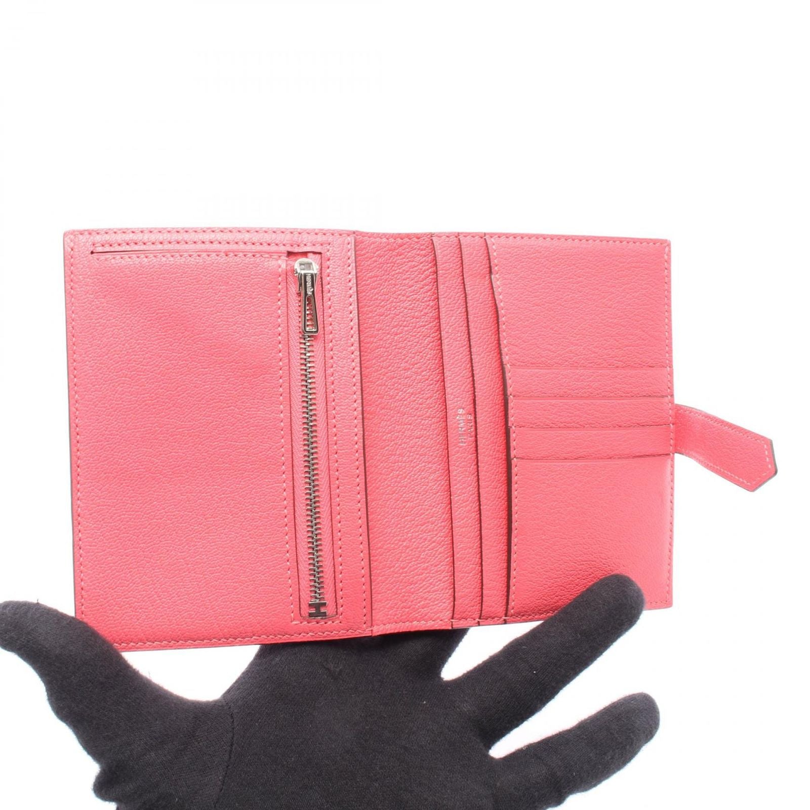 Hermes Bifold Wallet Bearn Compact Rose Azalea Leather — view 3